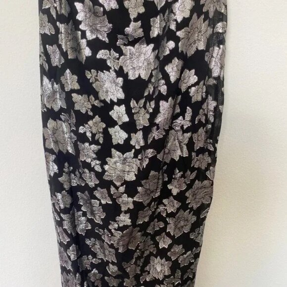 Club Monaco Jacquard Silk-Blend Black/Silver Slip Dress NWOT - Size 4 - Picture 8 of 13